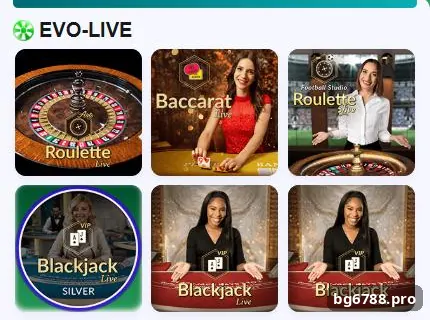 BG678 Casino tab with EVO-LIVE Roulette, Baccarat and Blackjack tables
