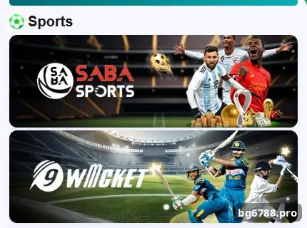 BG678 Sports tab with SABA Sports and 9Wicket cricket betting